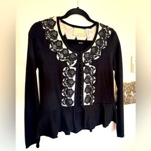 Anthropologie Guinevere Black Cardigan Sweater Small